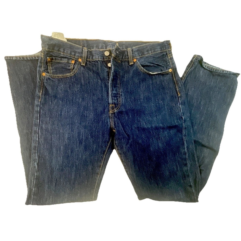 Levi's 501 Original Fit Jeans W34 L34 Dark Blue Denim Red Tab Straight Leg NWOT